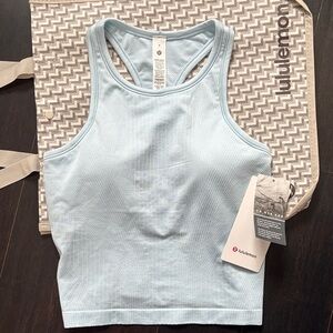 LULULEMON EBB TO STREET CROPPED RACERBACK  *WASH DILUTE WASH SUMMER BLUE 8 NWT